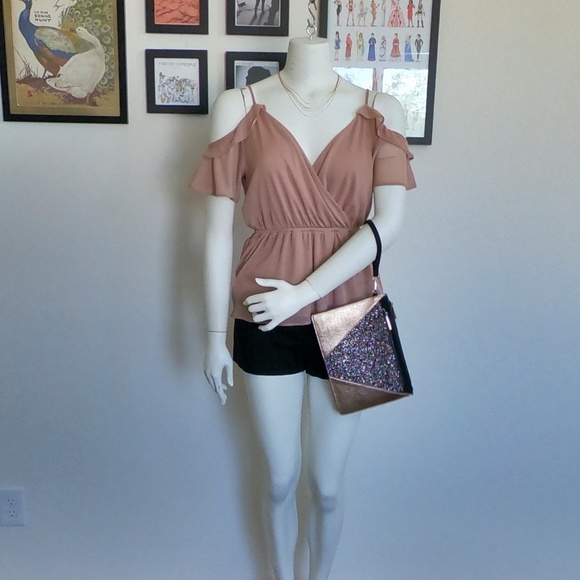 Express Cold Shoulder Flutter Sleeve Peplum XS - Picture 7 of 7